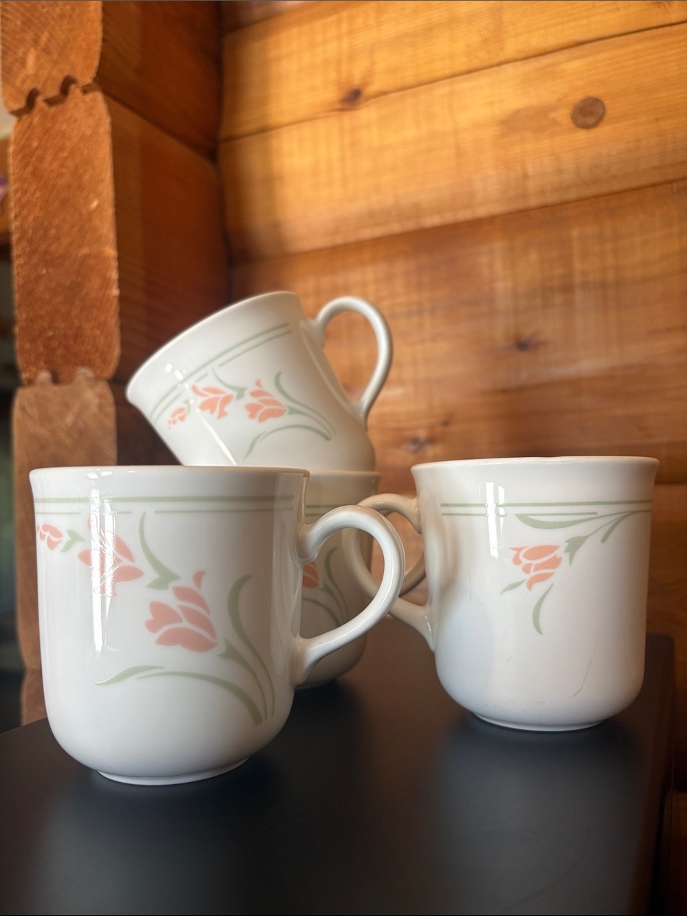 Corelle by Corning "Peach Garland" Mug Set of 4